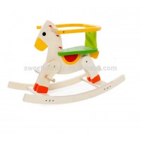 Kids safety rock and ride wooden rocking horse