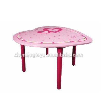 Pink heart-shaped wooden kids dinning table