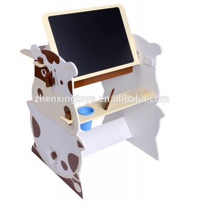 Hot Sell Multifunctional Cartoon Cowabunga Mini Wood Easel with Chair